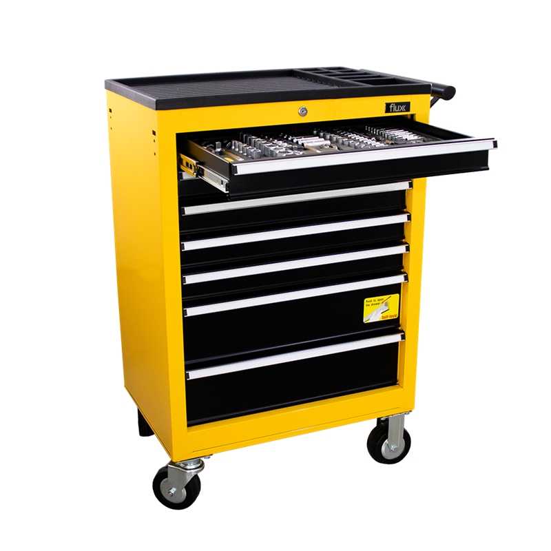 Carro Metálico 7 Gavetas com Ferramentas 222 peças Flux - FCM7GF222