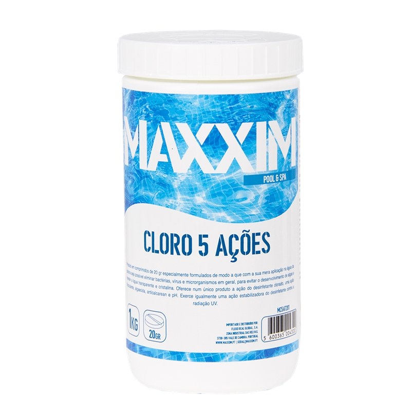 Cloro 5 Açoes Tableta 20gr 1Kg Maxxim - MC5AT201
